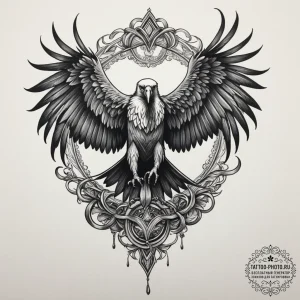 Vulture, ink illustration for tattoo, neo tra... - эскиз тату (№1755446778_0, 17.08.2025 16:06) — tattoo-photo.ru