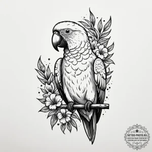 Parrot, tattoo sketch design, on a clean whit... - эскиз тату (№1755449634_0, 17.08.2025 16:53) — tattoo-photo.ru
