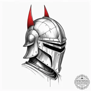 Tattoo design a knight's helmet with a subtle... - эскиз тату (№1755451044_0, 17.08.2025 17:17) — tattoo-photo.ru