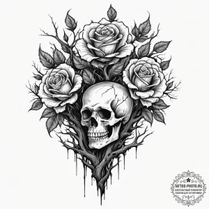 A silhouette of a gnarled, dead tree against... - эскиз тату (№1755451242_0, 17.08.2025 17:20) — tattoo-photo.ru