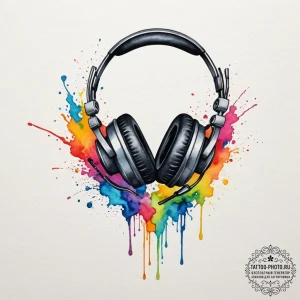 Tattoo sketch a headset microphone with sound... - эскиз тату (№1755452642_0, 17.08.2025 17:44) — tattoo-photo.ru
