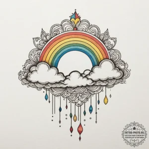 Tattoo sketch a subtle rainbow arc forming be... - эскиз тату (№1755452841_0, 17.08.2025 17:47) — tattoo-photo.ru