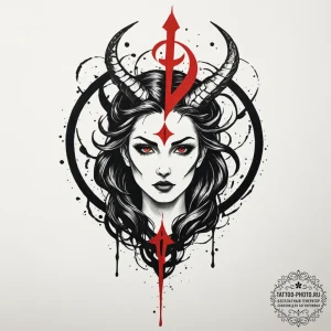 Lilith's sigil, artistic tattoo sketch, black... - эскиз тату (№1755457496_0, 17.08.2025 19:04) — tattoo-photo.ru