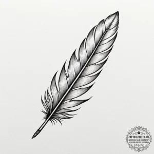 Tattoo sketch a delicate feather with intrica... - эскиз тату (№1755458304_0, 17.08.2025 19:18) — tattoo-photo.ru