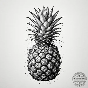 Pineapple, concept art for tattoo, sepia tone... - эскиз тату (№1755459695_0, 17.08.2025 19:41) — tattoo-photo.ru