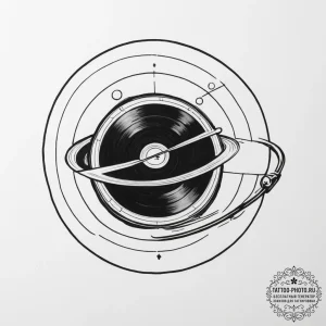 A gramophone playing vinyl record of the plan... - эскиз тату (№1755461312_0, 17.08.2025 20:08) — tattoo-photo.ru