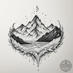 A dramatic shot of a glacier calving into the... - эскиз тату (№1755461713_0, 17.08.2025 20:15) — tattoo-photo.ru