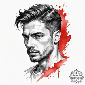 Tattoo sketch a strong, stoic profile of a ma... - эскиз тату (№1755465300_0, 17.08.2025 21:15) — tattoo-photo.ru