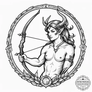 Tattoo sketch a sagittarius archer as an anci... - эскиз тату (№1755465889_0, 17.08.2025 21:24) — tattoo-photo.ru