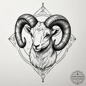 Tattoo sketch an aries ram's head with subtle... - эскиз тату (№1755468056_0, 17.08.2025 22:00) — tattoo-photo.ru