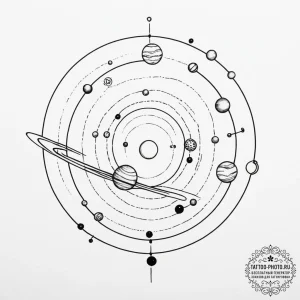 A minimalist solar system - эскиз тату (№1755468843_0, 17.08.2025 22:14) — tattoo-photo.ru