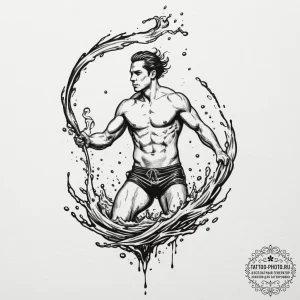 Tattoo design a powerful swimmer's silhouette... - эскиз тату (№1755469627_0, 17.08.2025 22:27) — tattoo-photo.ru