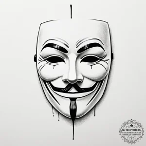 V for vendetta mask, ink illustration for tat... - эскиз тату (№1755470019_0, 17.08.2025 22:33) — tattoo-photo.ru