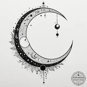 Tattoo design: a geometric lunitsa with preci... - эскиз тату (№1755471423_0, 17.08.2025 22:57) — tattoo-photo.ru
