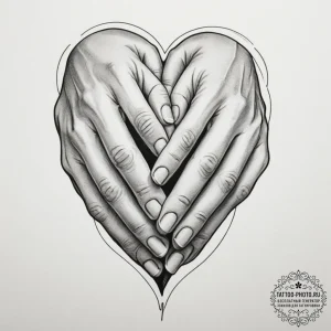 Tattoo design a heart made of two hands gentl... - эскиз тату (№1755473548_0, 17.08.2025 23:32) — tattoo-photo.ru
