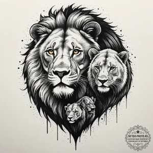 Tattoo design a powerful lion or bear protect... - эскиз тату (№1755473742_0, 17.08.2025 23:35) — tattoo-photo.ru
