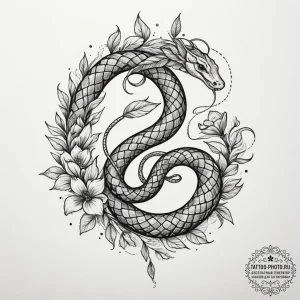 Tattoo sketch a stylized serpent, elegant and... - эскиз тату (№1755474134_0, 17.08.2025 23:42) — tattoo-photo.ru