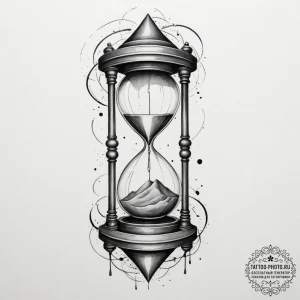 Tattoo design a stylized hourglass with sand... - эскиз тату (№1755477039_0, 18.08.2025 00:30) — tattoo-photo.ru