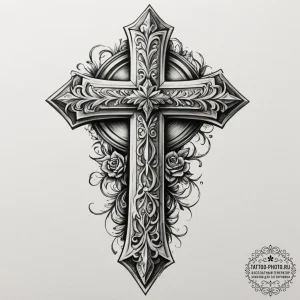 Tattoo sketch a stylized memorial stone with... - эскиз тату (№1755479168_0, 18.08.2025 01:06) — tattoo-photo.ru