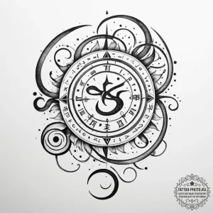 Tattoo sketch a zodiac glyph appearing as a h... - эскиз тату (№1755479361_0, 18.08.2025 01:09) — tattoo-photo.ru