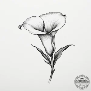 Tattoo sketch a single, elegant calla lily, s... - эскиз тату (№1755479554_0, 18.08.2025 01:12) — tattoo-photo.ru
