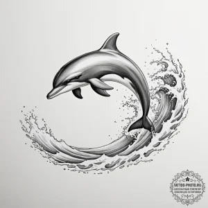 Tattoo design a graceful dolphin, leaping fro... - эскиз тату (№1755482133_0, 18.08.2025 01:55) — tattoo-photo.ru