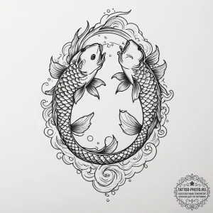 Tattoo design pisces's glyph, like two fish s... - эскиз тату (№1755483134_0, 18.08.2025 02:12) — tattoo-photo.ru