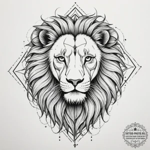 Tattoo sketch a leo lion's face made of molte... - эскиз тату (№1755483333_0, 18.08.2025 02:15) — tattoo-photo.ru