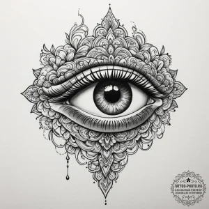 Tattoo sketch a single, open eye, vigilant an... - эскиз тату (№1755483939_0, 18.08.2025 02:25) — tattoo-photo.ru