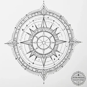 Tattoo design: a stylized kolovrat with subtl... - эскиз тату (№1755484343_0, 18.08.2025 02:32) — tattoo-photo.ru