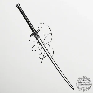 Katana, tattoo line art, minimalist tattoo de... - эскиз тату (№1755485343_0, 18.08.2025 02:49) — tattoo-photo.ru