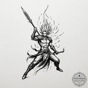 Tattoo design: a dynamic depiction of dazhbog... - эскиз тату (№1755487340_0, 18.08.2025 03:22) — tattoo-photo.ru