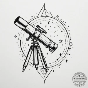 Tattoo design two halves of a telescope, look... - эскиз тату (№1755487545_0, 18.08.2025 03:25) — tattoo-photo.ru