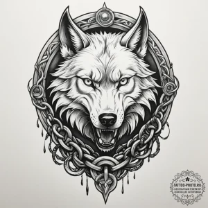 Fenrir breaking his chains, tattoo sketch des... - эскиз тату (№1755488948_0, 18.08.2025 03:49) — tattoo-photo.ru
