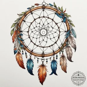 Tattoo sketch a dreamcatcher with a zodiac gl... - эскиз тату (№1755491756_0, 18.08.2025 04:35) — tattoo-photo.ru