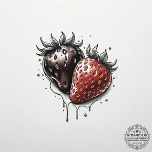 Tattoo sketch a 'strawberry' on one, 'chocola... - эскиз тату (№1755497742_0, 18.08.2025 06:15) — tattoo-photo.ru