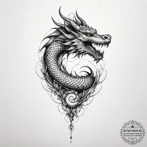 Tattoo sketch a stylized dragon scale pattern... - эскиз тату (№1755497940_0, 18.08.2025 06:19) — tattoo-photo.ru