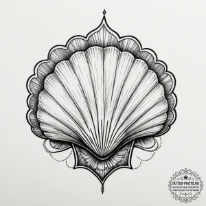 Shell, tattoo sketch design, blackwork tattoo... - эскиз тату (№1755500320_0, 18.08.2025 06:58) — tattoo-photo.ru