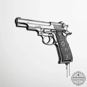 Pistol - эскиз тату (№1755501934_0, 18.08.2025 07:25) — tattoo-photo.ru