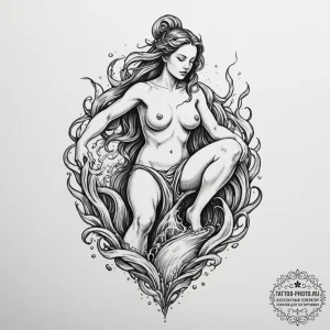 Tattoo sketch a realistic aquarius water-bear... - эскиз тату (№1755502931_0, 18.08.2025 07:42) — tattoo-photo.ru