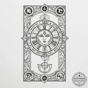 Tattoo sketch a zodiac glyph integrated into... - эскиз тату (№1755503328_0, 18.08.2025 07:48) — tattoo-photo.ru