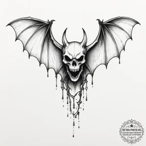 A bat skeleton, ink illustration for tattoo,... - эскиз тату (№1755505331_0, 18.08.2025 08:22) — tattoo-photo.ru