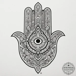 Tattoo design a traditional 'hamsa' hand with... - эскиз тату (№1755505527_0, 18.08.2025 08:25) — tattoo-photo.ru