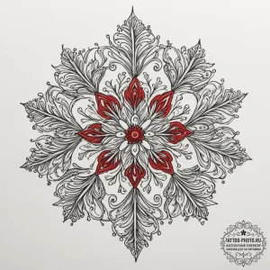 Snowflake under a microscope, tattoo drawing... - эскиз тату (№1755506341_0, 18.08.2025 08:39) — tattoo-photo.ru