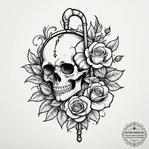 Tattoo sketch a flower whose stem is a musica... - эскиз тату (№1755507947_0, 18.08.2025 09:05) — tattoo-photo.ru