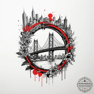 Tattoo sketch a 'bridge' connecting past and... - эскиз тату (№1755511772_0, 18.08.2025 10:09) — tattoo-photo.ru