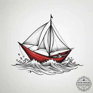 Origami boat on a wave, tattoo drawing outlin... - эскиз тату (№1755512576_0, 18.08.2025 10:22) — tattoo-photo.ru