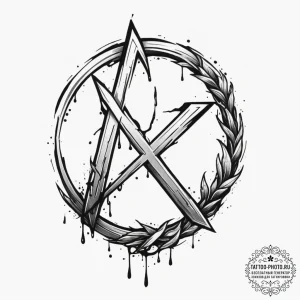 87. tattoo design: a "treba" rune with a subt... - эскиз тату (№1755512971_0, 18.08.2025 10:29) — tattoo-photo.ru