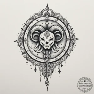 Tattoo sketch a zodiac symbol with a tiny, gl... - эскиз тату (№1755513168_0, 18.08.2025 10:32) — tattoo-photo.ru