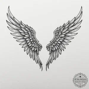 Angel wings, tattoo drawing outline, minimali... - эскиз тату (№1755513369_0, 18.08.2025 10:36) — tattoo-photo.ru